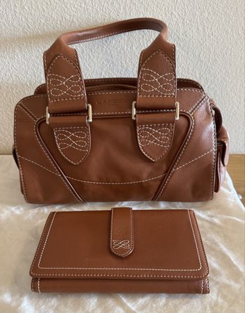 Sac Lancel en cuir marron avec son porte-monnaie assorti