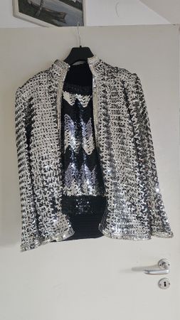 Pailletten Shirt mit Pailletten Blazer (S)