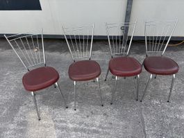 4 chaises cuisine métal et simili bordeaux bon é
