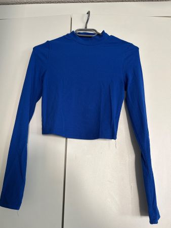 Crop Top, Langarm, Blau, Grösse XS