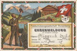 Ehrenmeldung Schützengesellschaft Rünenberg BL 1927