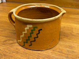 Antiker Krug Keramik handbemalt – Jaspé Stil