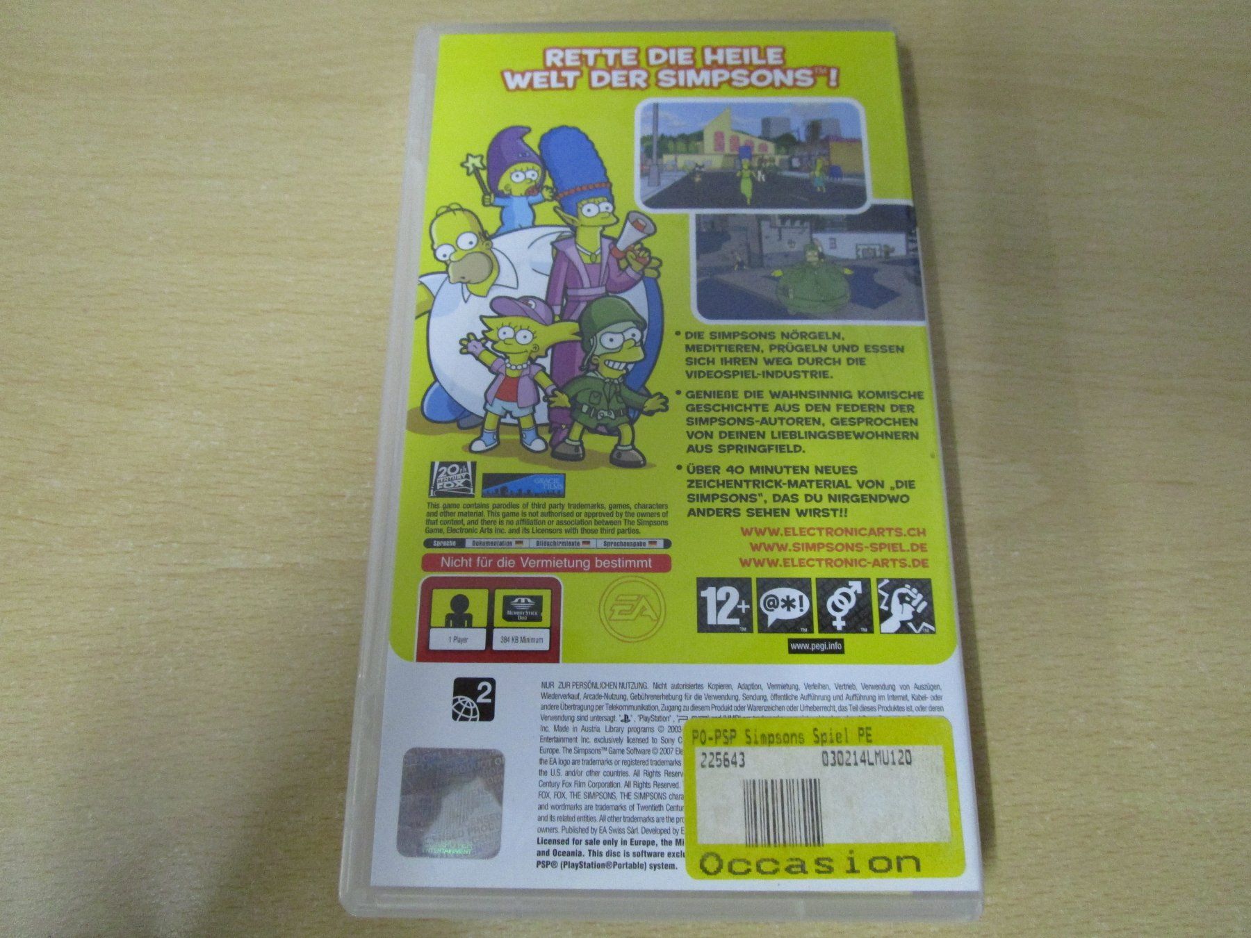 Sony Giochi: Die Simpsons Das Spiel Sony PSP – Usato da Goldau venduto da agestuffer 1