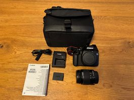 Canon EOS 4000D mit Objektiv 18-55mm und Tasche