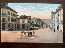 DELÉMONT Place et Avenue de la Gare, animée, 1929