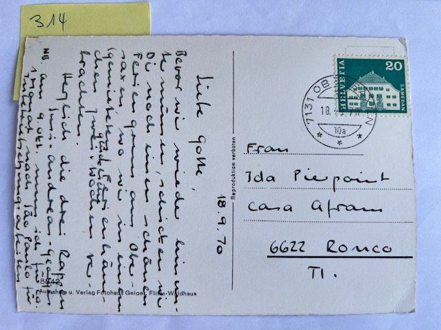 Cartoline postali: Obersaxen Egga Affeier mit Brigelserhörner 1970 – Usato da Niederwil AG venduto da dahu75 1