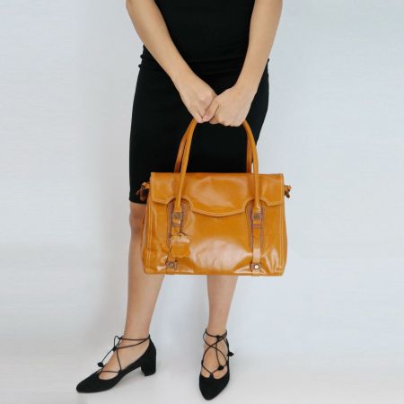 SACCOBONO Damen Leder Tasche Schultertasche handtasche/braun