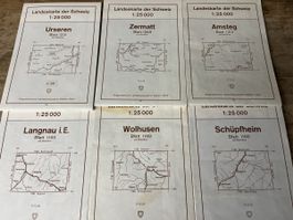 Landeskarten Schweiz 1:25000 6 verschiedene Blätter