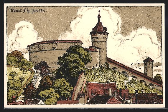 Cartoline postali: Munot-Schaffhausen, Ortspartie – Usato da Berlin venduto da bartko-reher