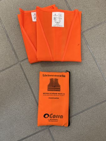 3Warnwesten mit Tasche, orange, neu!