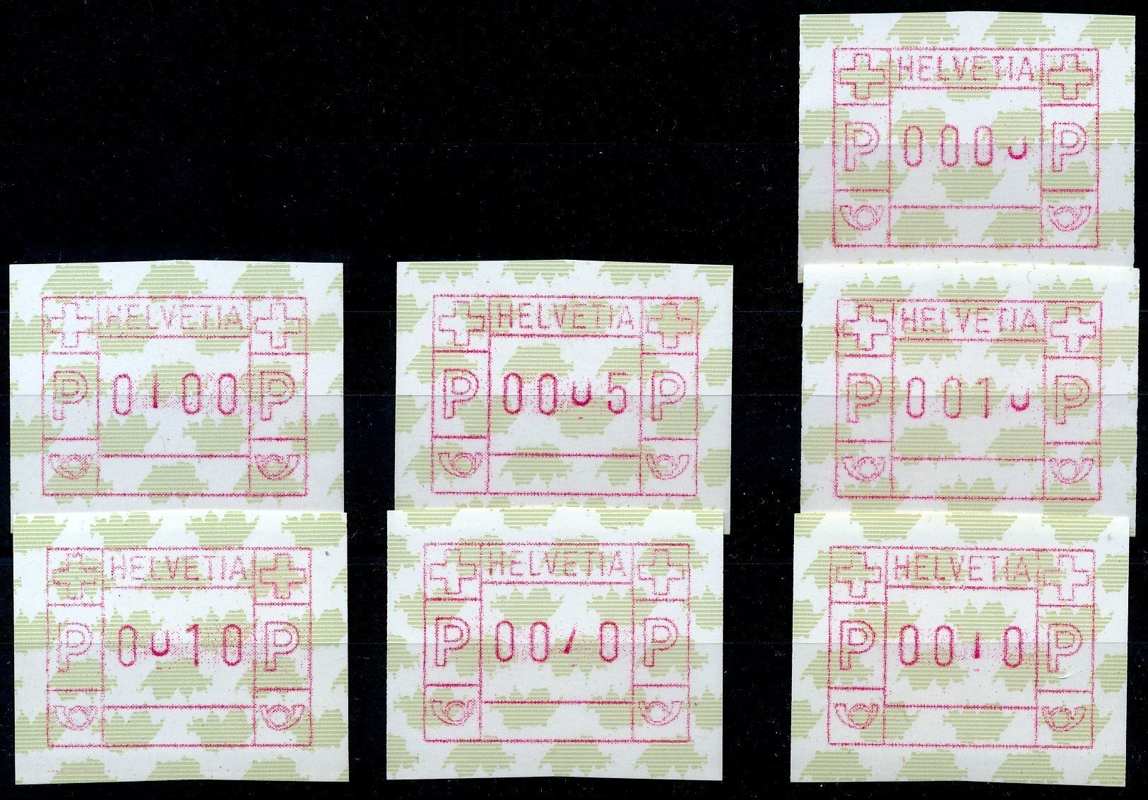 Alle Briefmarken: ATM 9 Abart 7 verschiedene Justierfehler ** – Neu (gemäss Beschreibung) aus Luzern von atms