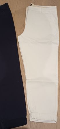 Kleiderpacket 2 Chino-Damen-Hose dunkelblau & weiss Grösse M