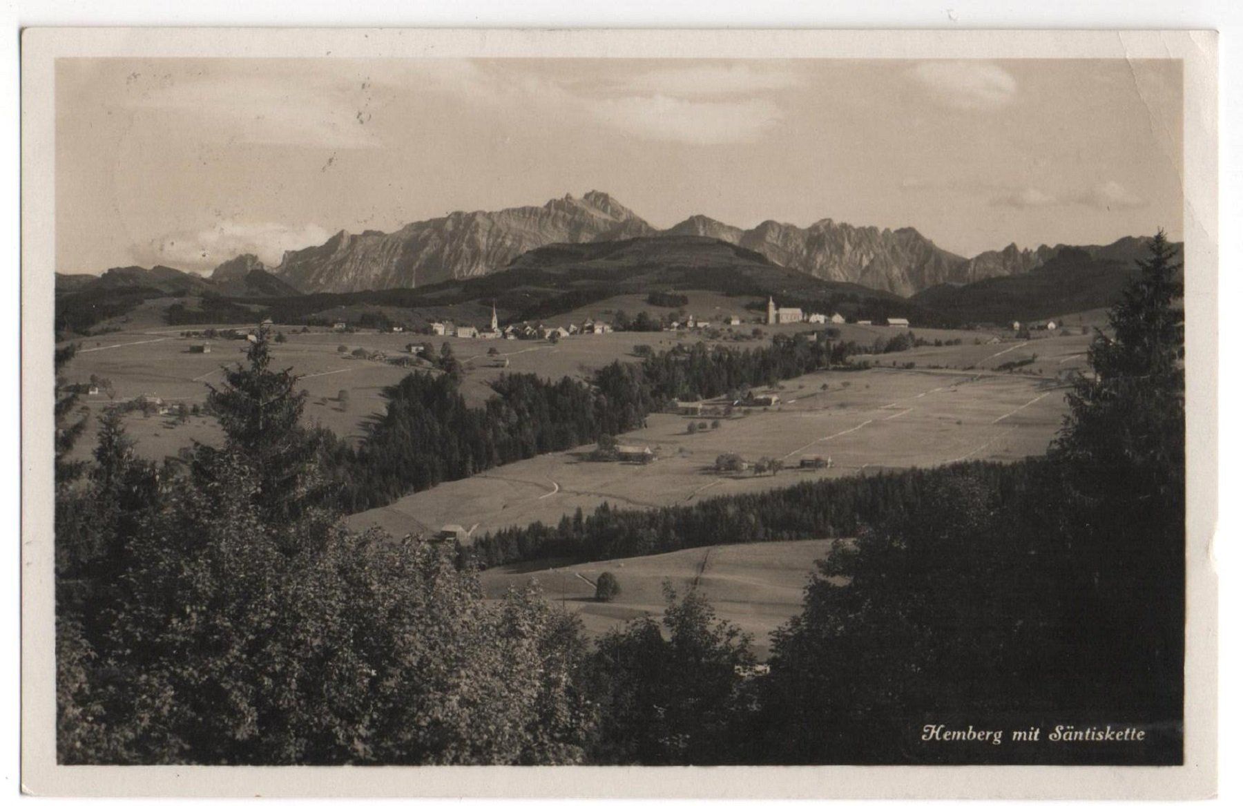 Cartoline postali: HEMBERG mit Säntiskette - Photo E. Guntli, Hemberg – Usato da Jona venduto da philajona
