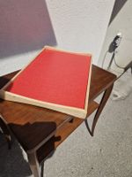 Vintage Serviertablett 60iger Jahre, Holz, 50x35cm, Rot/Gelb
