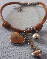 Bracelet cuir & cœur, style Thomas Sabo, idée cadeau f