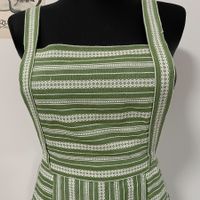 Schürze handgewoben grün-weiss Gr. M VINTAGE 1960s NEU