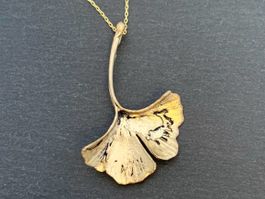 Ginkoblatt - Halskette vergoldet Neu, Geschenkidee handmade