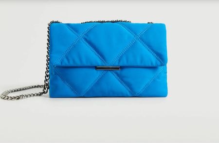 MANGO Umhängetasche Schultertasche Tasche mit Kette blau NEU