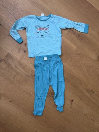 Kinder Pyjama Grösse 98/104 mit Fuchsprint hellblau