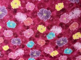 Patchworkstoff bunte Blumen auf pink