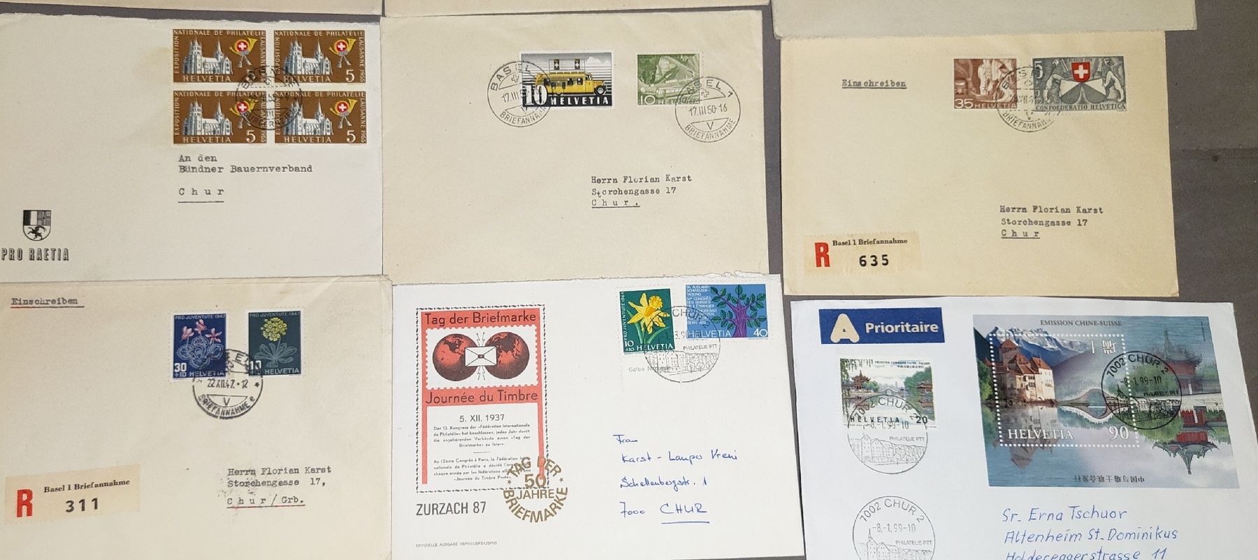 Alle Briefmarken: Luftpostbriefe Einschreibebriefe Schweiz 1xParaguay – Gebraucht aus Gossau SG von mog_2q7f 6