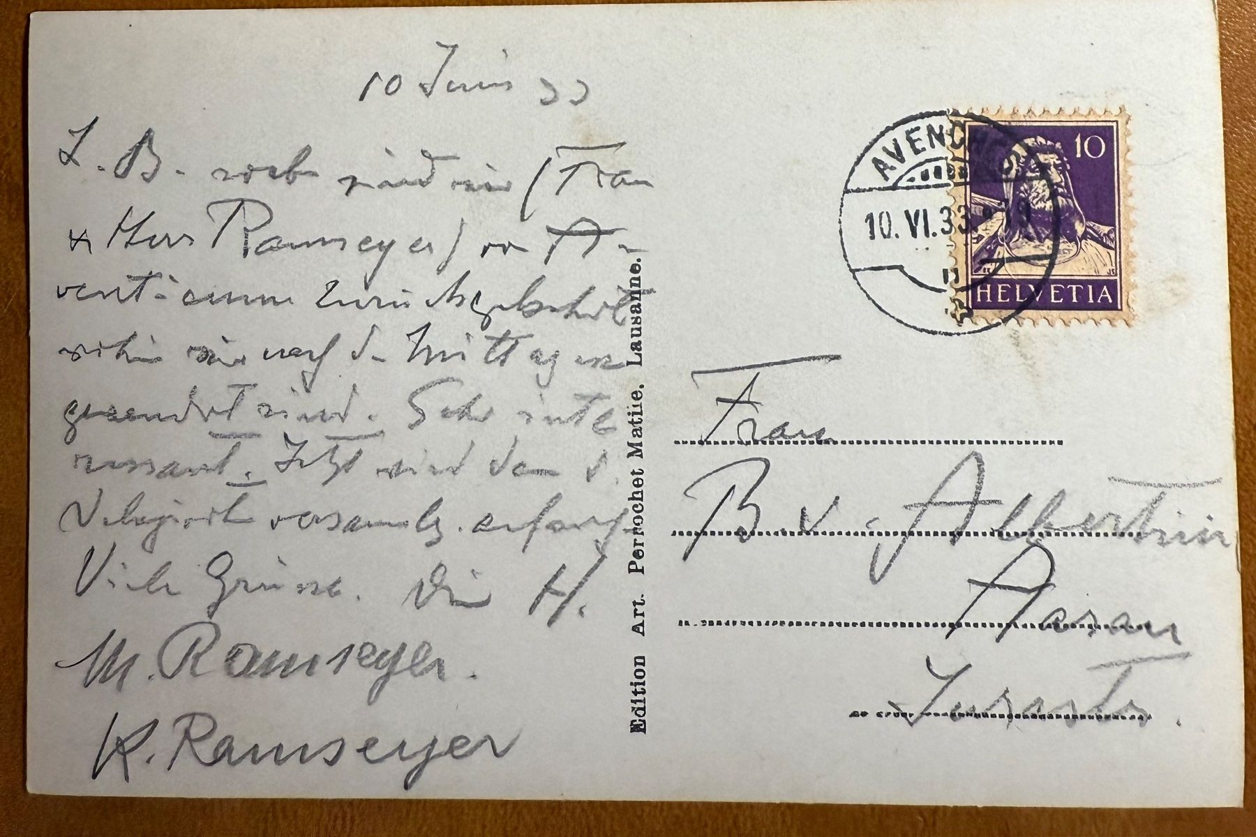 Cartoline postali: Avenches - Animée 1933 – Usato da Lutry venduto da Ediego 1