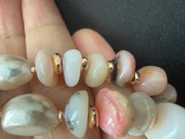 Neue Halskette Opal Rosa, Perlen, 925 Rosé Verschluss