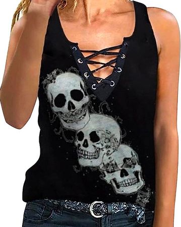 🖤☠️ Stylisches Skull Tank Top für Damen 🦴💫
