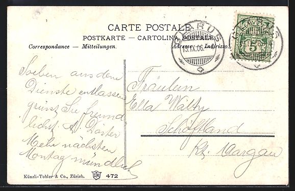 Ansichtskarten: AK Glarus, Ansicht vom Bahnhof, 1906 – Gebraucht aus Berlin von bartko-reher 1