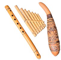 Panflöte, Kürbis Rassel und Flöte und Instrumente