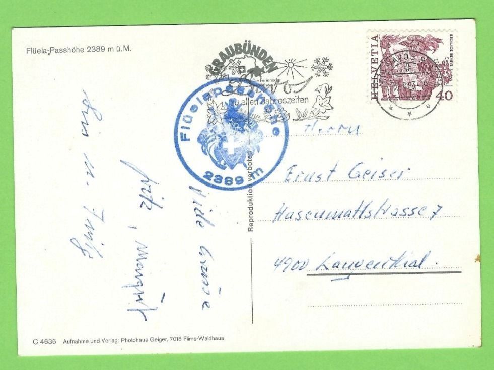 Cartoline postali: Flüela-Pass – Usato da Zürich venduto da t24_de 1