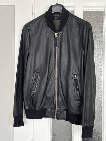 Blouson en cuir noir Paul Smith
