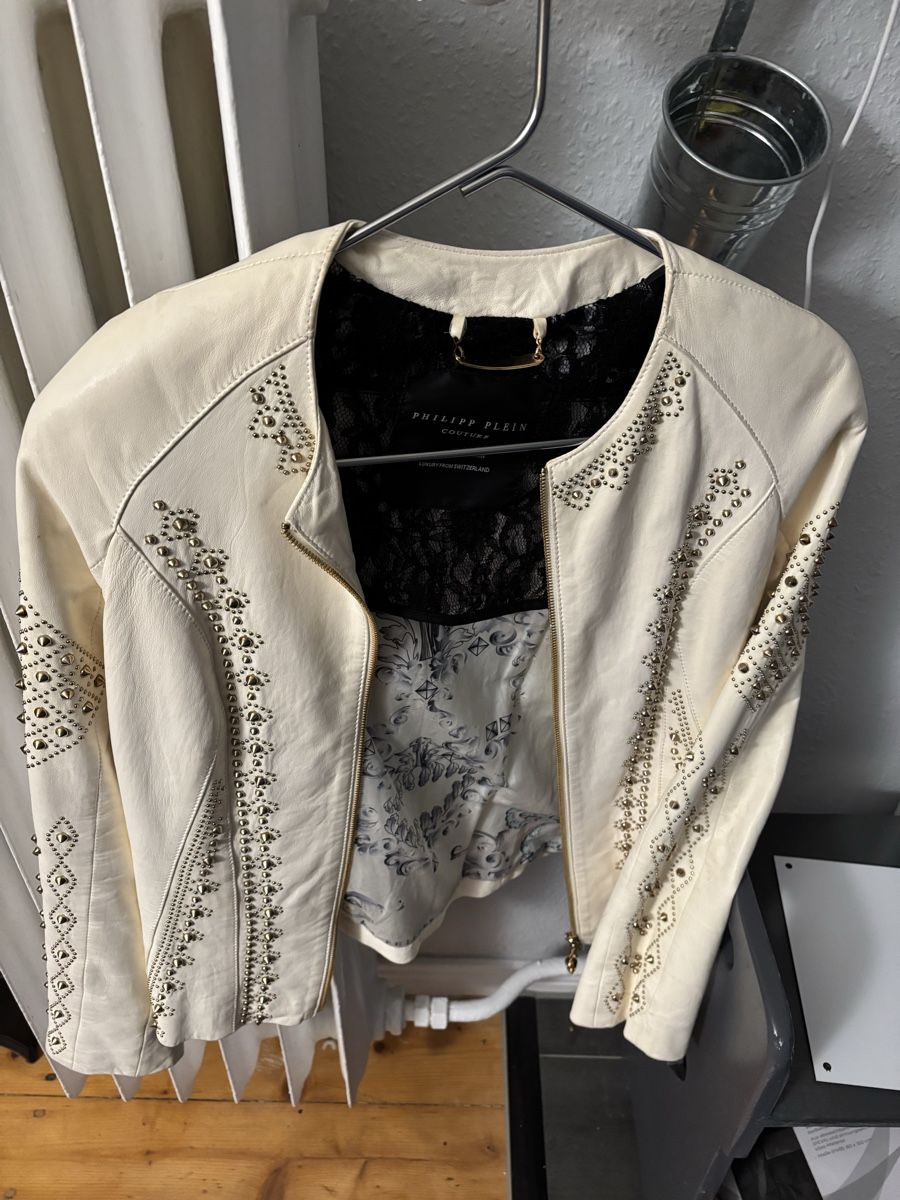 Philipp Plein Giacche: Philipp Plein Lederjacke,  Grösse 36,vanille – Nuovo (secondo la descrizione) da Kaltbrunn venduto da Modern 2