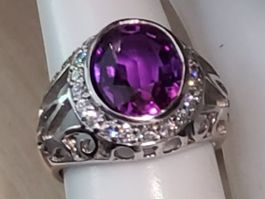Edler Silber Ring mit Amethyst 6ct in SS Gr.54