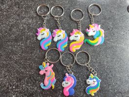 7 Schlüsselanhänger Einhorn Kopf neu