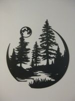 Schöner Metall Aufhänger mit Tannen und Mond