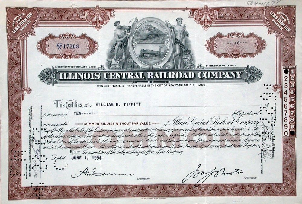 Dokumente: Illinois Central Railroad Company - 1954 – Gebraucht aus Solothurn von Sgasche