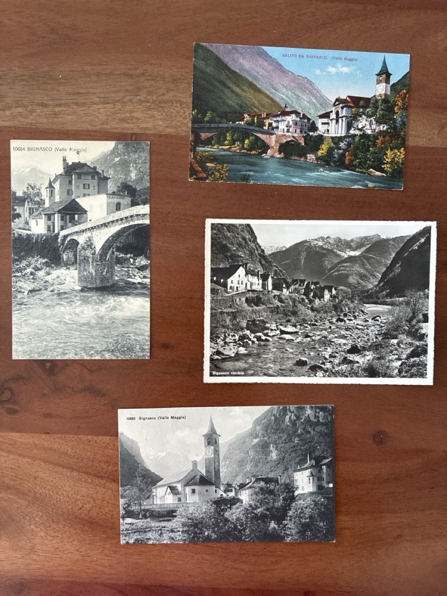 Cartoline postali: 7 Ansichtskarten Schweiz von Bignasco TI – Usato da Oftringen venduto da Cla.vD.74