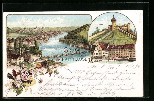Ansichtskarten: Litho Schaffhausen, Ortsansicht, Munoth – Gebraucht aus Berlin von bartko-reher