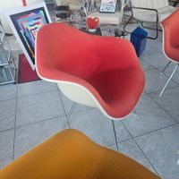 1x 1970 Vitra Eames DAX Chair Fiberglas Stoff Rot Stuhl 1/2