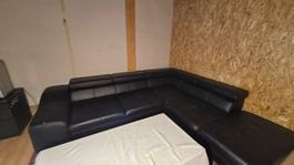 Sofa Garnitur Kunstleder schwarz gebraucht zusammenfügbar