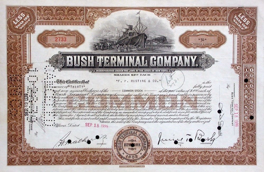 Documenti: Bush Terminal Company - 1939 – Usato da Solothurn venduto da Sgasche
