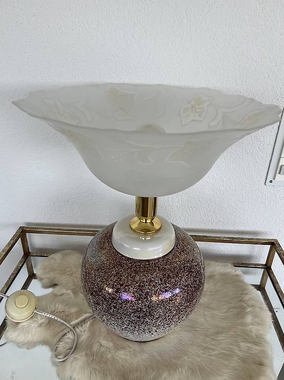 Lampade: Tischlampe Keramik  mit Glas Lampenschirm hell – Usato da Rehetobel venduto da Saentis111 3