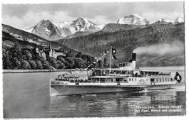 Thun Thunersee Schloss Hünegg mit Dampfschiff Blümlisalp