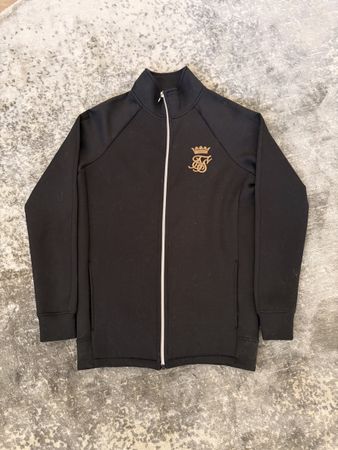 Giacca Tracktop SikSilk Nera con Zip e Logo Oro