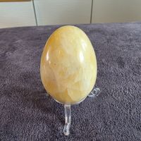 🟡 Calcite jaune – œuf poli – support offert