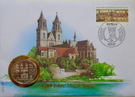 Numisbrief 1200 Jahre Magdeburg mit 10 Euro Silbermünze