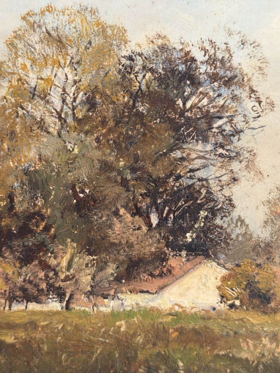 Gemälde: Altes Gemälde, Landschaft mit Haus. – Gebraucht aus Biberist von Momo33 2
