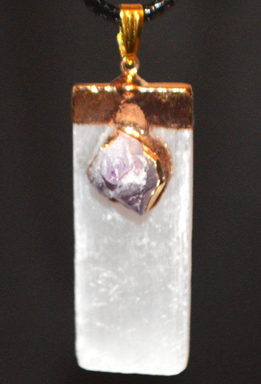 Catenine: Halskette D-1002 – Selenit mit Amethyst – Nuovo e nell'imballaggio originale da Goldiwil (Thun) venduto da han_v5b7 2