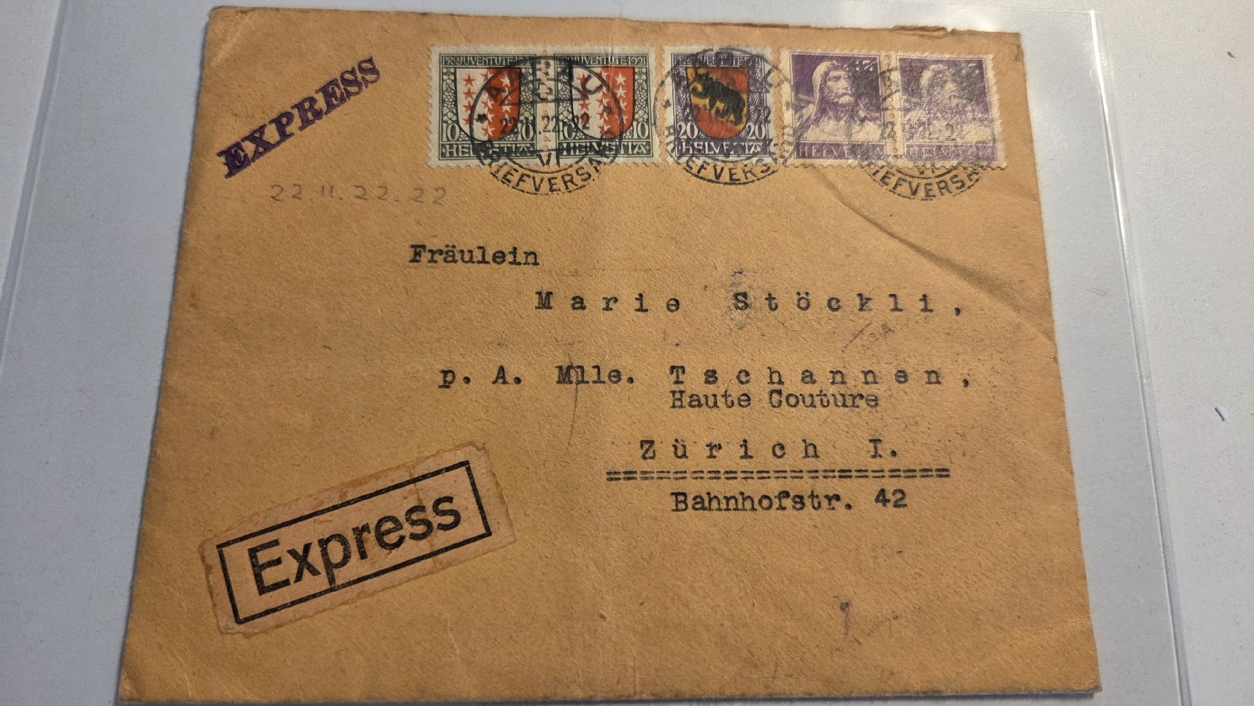 Tous les timbres: 1922 Express Brief 22.11.22.22 gestempelt – D'occasion à Arni AG par Moth68